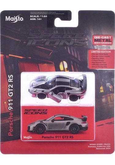 Maisto 1:64 Speed Icons - Porsche 911 Gt2 Rs Metalik Gri Çok Renkli