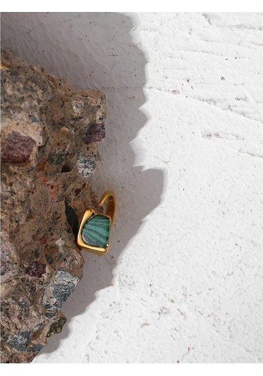 Novahub Paslanmaz Çelik Yeşil Doğal Taş Kadın Açık Yüzük Yeşil - %100 Yepyeni, Kaliteli Ve Hipoalerjenik/ Yeşil