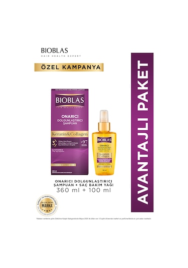 Keratin Kolajen Saç Bakım Yağı 100 Ml + Saç Bakım Şampuanı 360 Ml