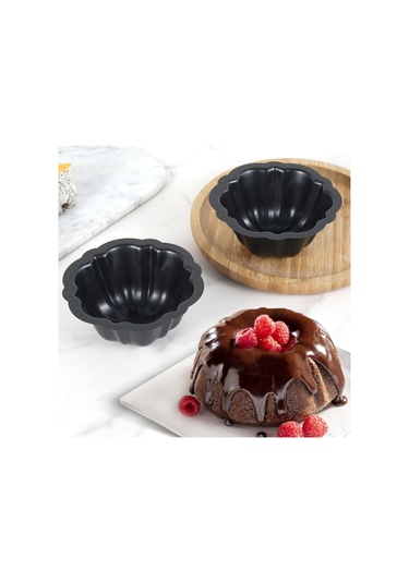 Ximistore9 10'lu Karbon Çelik Çubuklu Anti- Yapışkan Kek, Puding, Ekmek, Muffin Fırın Kalıbı 15x15x8cm, Siyah Siyah
