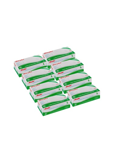 Beybi Pudralı Lateks Muayene Eldiveni L Beden 100'lü 8 Paket