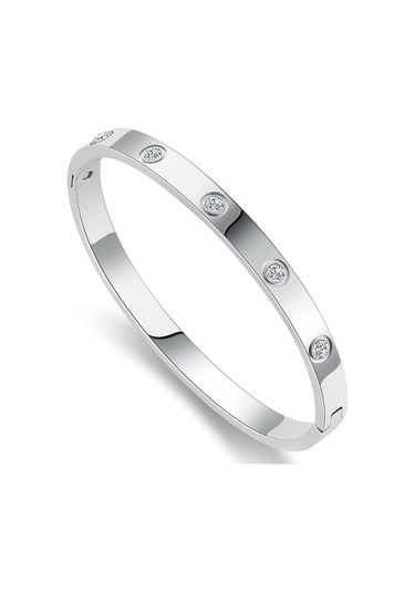 Gümüş Paslanmaz Çelik Bilezik Solmayan Kadın Bileklik Takı Gümüş