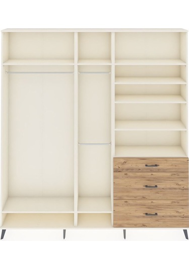 Arges Dolap 9 Raflı 3 Çekmeceli 3 Askılı 220x30x243 Aytaşı-aytaşı/çam Aytası/atlas Çam