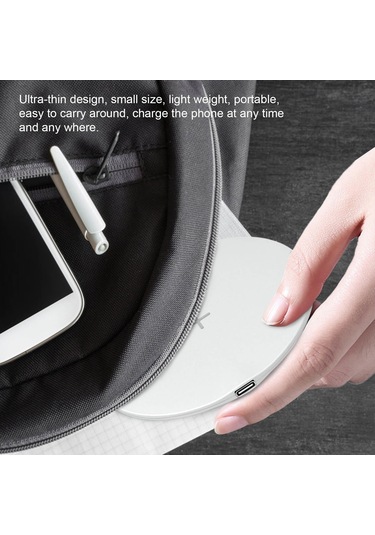 Yifomall 15w Hızlı Şarj Destekli Dairesel Ultra İnce Kablosuz Şarj Cihazı, Type-c Arayüz, Siyah
