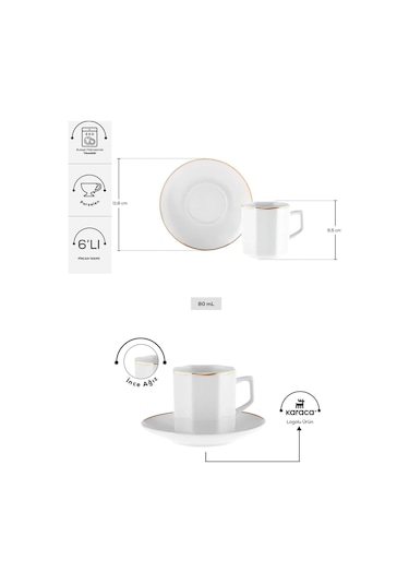 Karaca  Vezir 6 Kişilik Kahve Fincan Takımı 80 ml