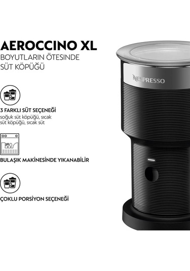 Aeroccino XL 500 W Süt Köpürtücü Siyah