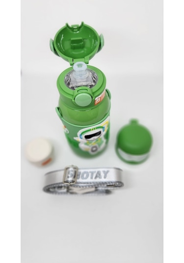 Shotay St-8812 Space 600ml Çift Başlık Kapak Termos Matara Yeşil