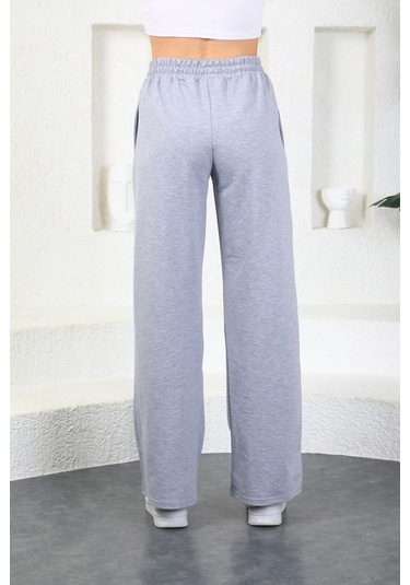 Kallima Gri Mevsimlik Salaş Rahat Bol Paça Kadın Eşofman Altı Gri