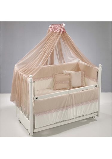 Meltem Kids Mondo İncili Pembe Pamuklu Bebek Uyku Seti 60 x 120 CM Pembe