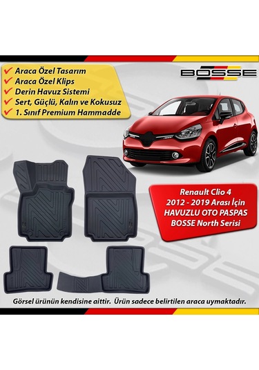 Renault Clio 4 Paspas Araca Özel 2012-2019 Derin Havuzlu North Serisi