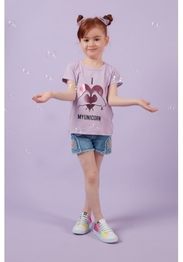 Lela Baskılı Bisiklet Yaka Pamuklu Kız Çocuk T Shirt 6211027 Lila Lela Baskılı Bisiklet Yaka Pamuklu Kız Çocuk T Shirt 6211027 Lila