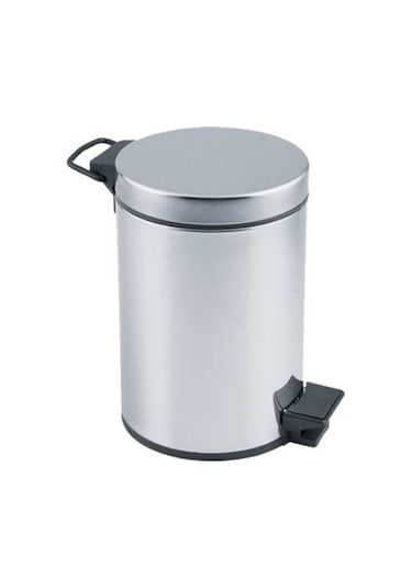 Pedallı 3lt Krom Metal Çöp Kovası 5332 Siyah