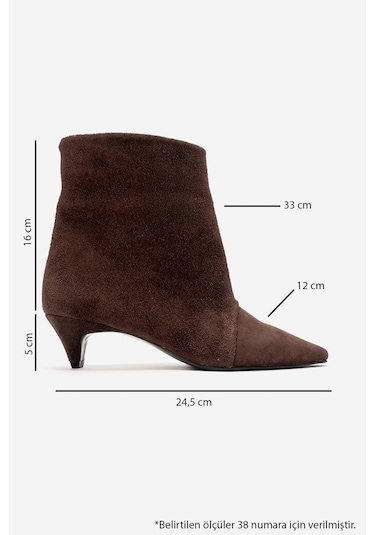 Luvishoes Amara Kahverengi Süet Hakiki Deri Kadın Kısa Topuklu Bot Kahverengi
