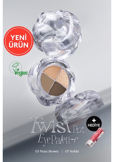 Muzıgae Mansıon Twist Pot Eye Palette 4'lü Far Paleti + Mini Boy Icy Glow Set 03 Mute Brown