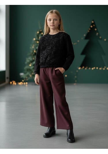 Zekids Kız Bebek Çiçek Nakışlı Sweatshirt-16479 Siyah