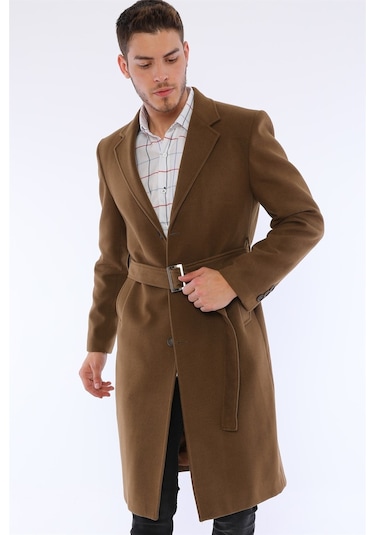 Plt8400 Dewberry Erkek Palto-Camel-Camel Koyu Camel