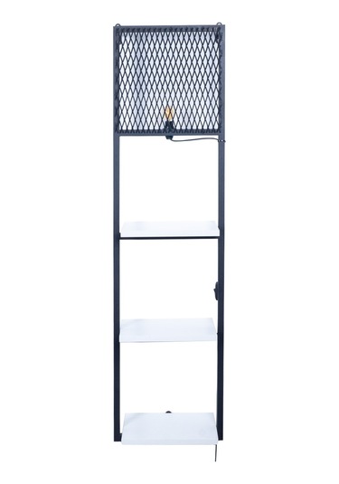 Kitaplıklı Aplik Duvar Rafı Ve Lambader Beyaz Raflı Beyaz