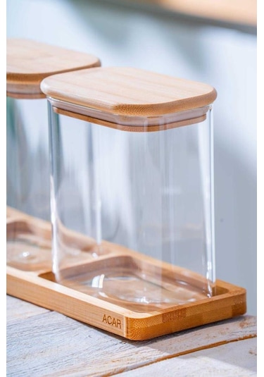 Acar Malibu Bambu Standlı 3lü Boroslikat Cam Baharatlık Seti Lnd-07583 Bambu