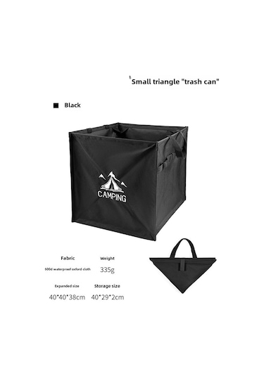 Yunboo Kamp Malzemesi Dışarıda Kullanıma Uygun Katlanabilir Triangular Çöp Kutusu Büyük Kapasiteli Çok Amaçlı Depolama Çanta Siyah Siyah