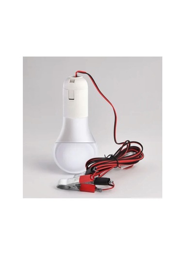 Seyyar Kablolu Led Ampul- Akü Takviye Maşalı 1.8 Metre Kablolu- 12volt 5watt Beyaz Led Ampul 1