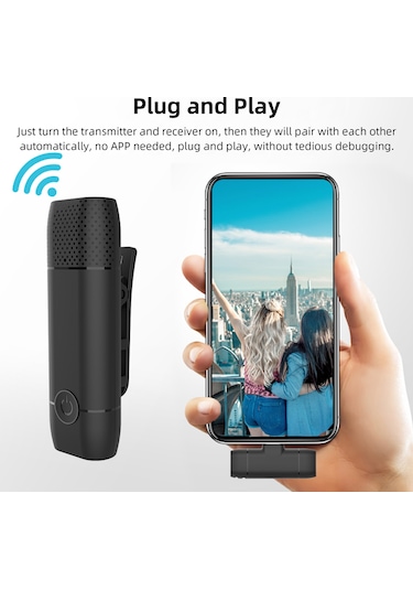 Lemestar Akıllı Gürültü Azaltmalı, Tip-c Bağlantılı Kablosuz Yaka Mikrofonu - M10 2.4ghz, Canlı Yayın İçin, Siyah