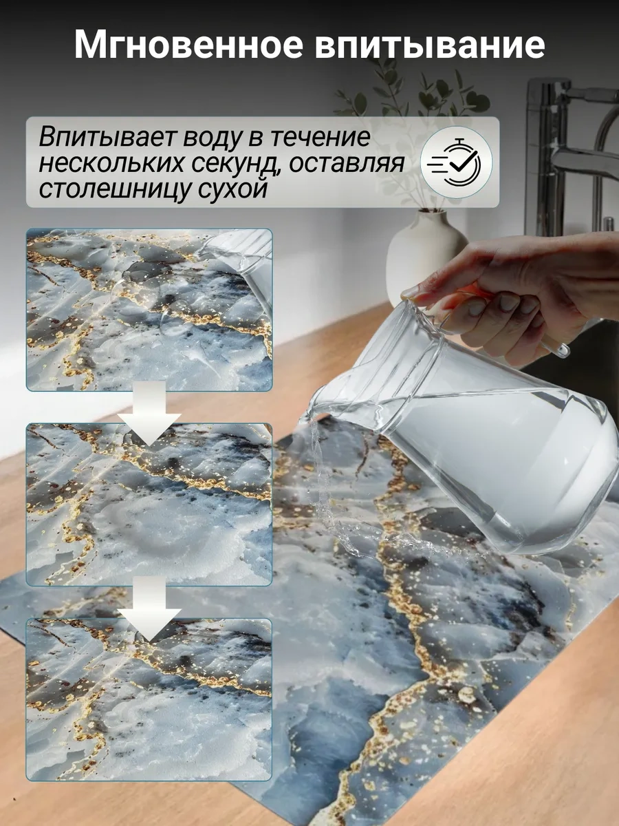 Voor Jou 40x50 Emici Nano Bulaşık Kurutma Matı 401843121 Açık Mavi