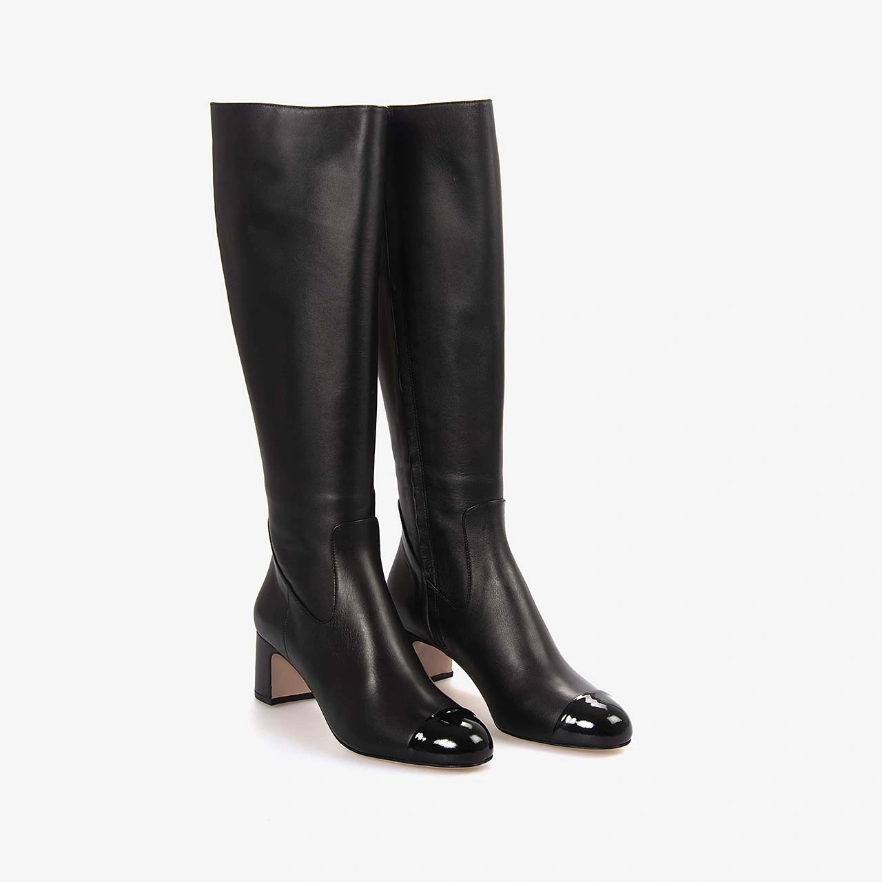 Mocassini Hakiki Deri Siyah Kadın Çizme M102 Siyah Rugan+siyah Napa