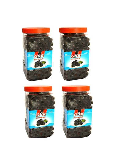 Gür Doğal Yağlı Salamura Siyah Zeytin Pet 4 x 1 KG
