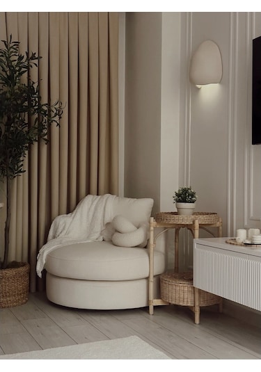 Fiberglass Duvar Apliği E14 Duylu - 30 Cm, Traverten Görünümlü Kapadokya Renk Bej