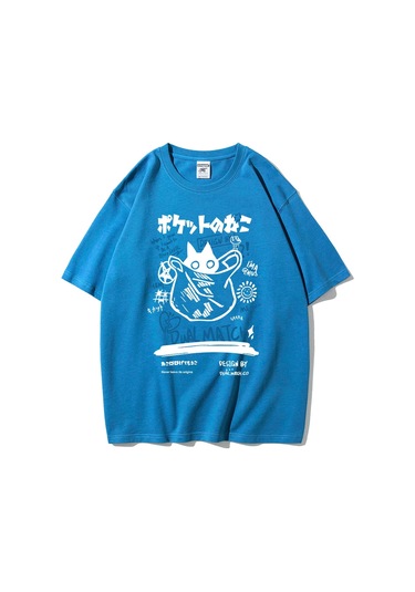 Teekossc 2024 Yaz Kedi Baskılı Harajuku Kawaii Erkek Kadın T-shirt Y2k Streetwearturuncu Turuncu