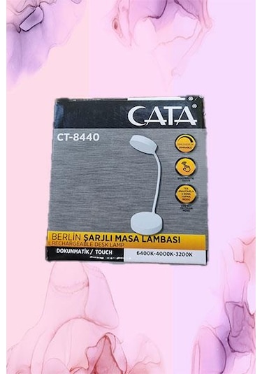Cata Ct-8440 Berlin Dokunmatik Şarjlı Masa Lambası Dimlenebilir Işık Beyaz Renk