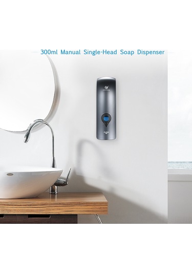 Springsun Duvar Tipi 300ml Manuel Sabunluk - Banyo Ve Lavabo İçin Pratik Sabun, Şampuan Ve Duş Jeli Dispanseri Cd-1049c Gri Gri