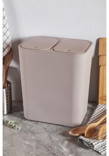 Perotti Taupe Kahverengi Milton 15 Litre 2 Li Çöp Kovası Beyaz