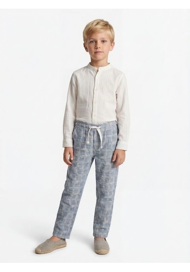 Zekids Erkek Çocuk Tasarım Pantolon-17182 Mavi