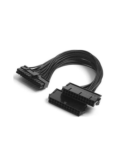 Besthome1 30cm Koyu Siyah 24pin Çift Güç Kaynağı Eş Zamanlı Başlatma Kablosu 2000w Destekli