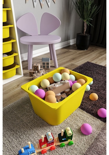 %100 Mdf - Small Duo 10 Sepetli Oyuncak Dolabı Sarı