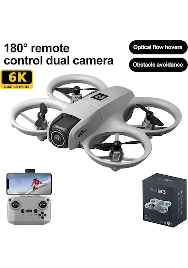 2025 Yeni Led Mini Rc Led Işıkları Ile Donatılmış Drone Hd Çift Kamera 360-degree 6k-grey-dc