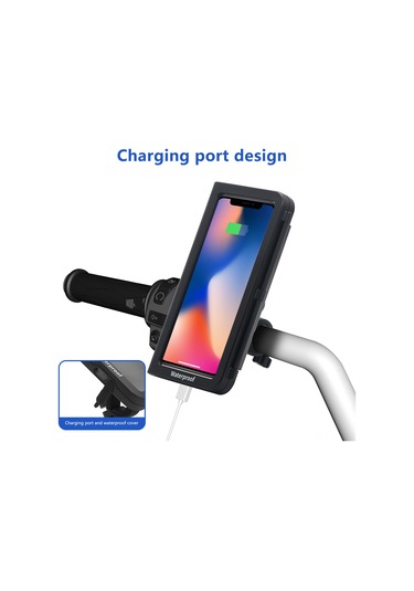 Su Geçirmez Motosiklet Telefon Tutucu 4.7-7.0 İnç Telefon Hassas Pet Dokunmatik Ekran 360 Ayarlanabilir Dönüş 2.05cm-3.0cm Gidon Siyah