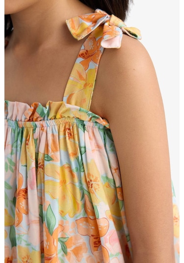 DeFacto 	Kız Çocuk Askılı Çiçek Desenli Yazlık Elbise Y6957A625SMBE403