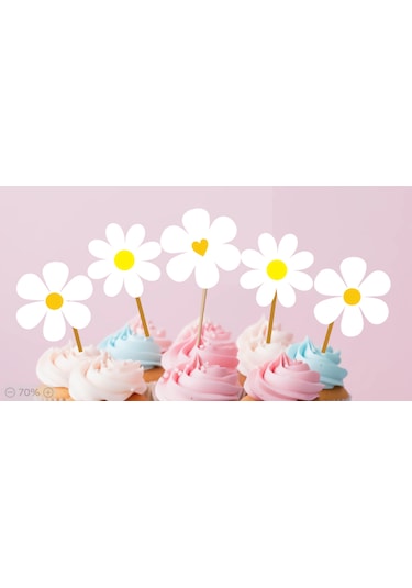15 Adet Papatya Konsept Cupcake Doğum Günü Süsü Pasta Kürdanı