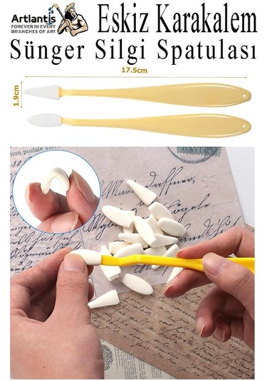 Sünger Silgi Spatulası 1 Paket Eskiz Karakalem Karıştırıcı Sünger Silici Spatula Eskiz Sileceği