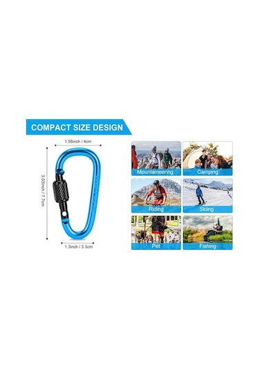 Pazly 10 Adet Çok Amaçlı Kilitli Karabina - Hiking, Kamp, Günlük Kullanım İçin Pratik