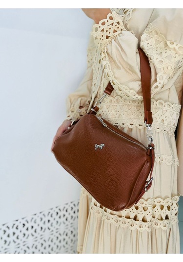 Miami Polo Clup Yumuşak Suni Deri Çapraz Askılı El Çanta Taba