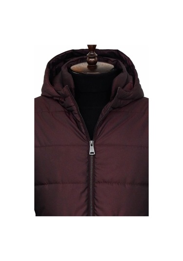 Wessi Slim Fit Kapüşonlu Bordo Erkek Şişme Mont Bordo