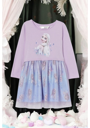 Elsa Kız Çocuk Elbise St08470 LİLA