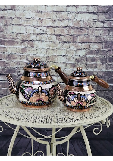 Gül Çiçek Bakır Çaydanlık Bakır