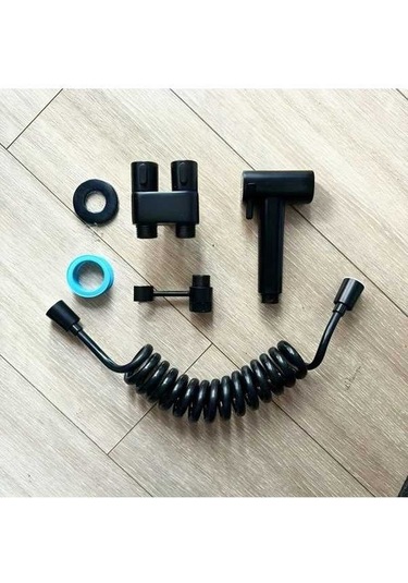 Fastbuy Dream011 Siyah Mat Tuvalet El Tipi Bide Seti 78 Inç Uzatma Hortumu Cift Kontrollü Valf Kendinden Temizlemeli Duş Başl Mat Siyah