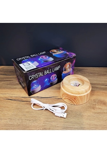 Dolunay Tasarımlı Dönen Cam Küre Renkli