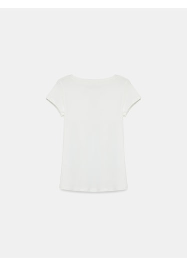 Dilvin 32688 %100 Pamuk Basic T-shirt-ekru