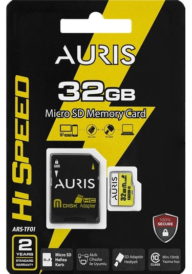Auris Tf01 Micro Sd 32gb 4k Ultra Hd Adaptörlü Hafıza Kartı